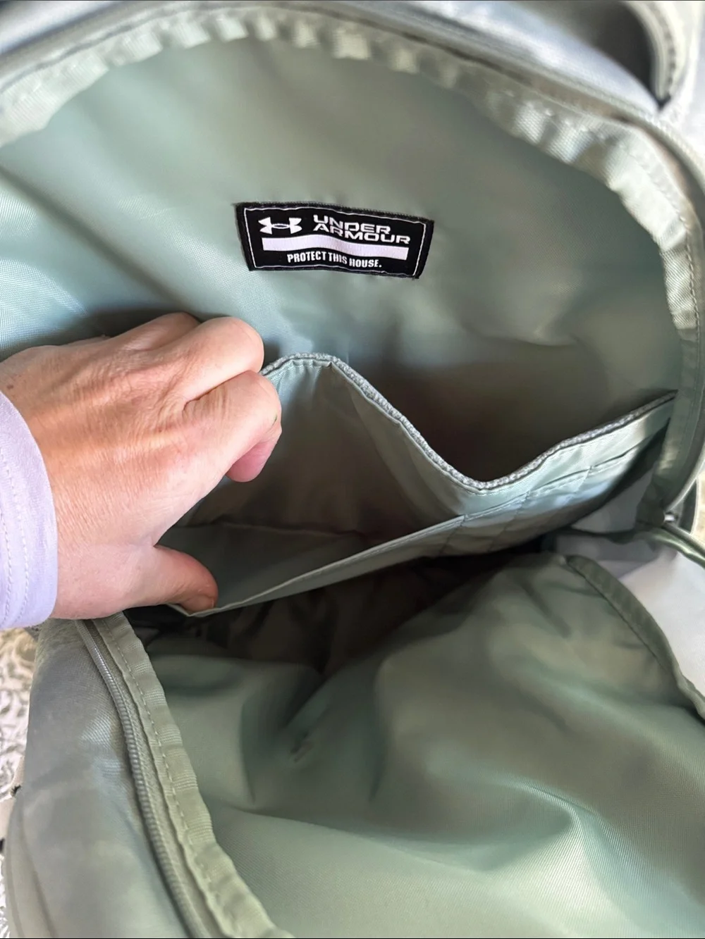 NWOT, Under Armour Slate Green Camo-Pattern Backpack